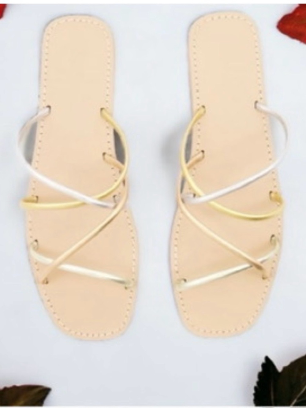Splendid Frankie leather Metallic Multi-Color Strappy Slide Sandal - NIB